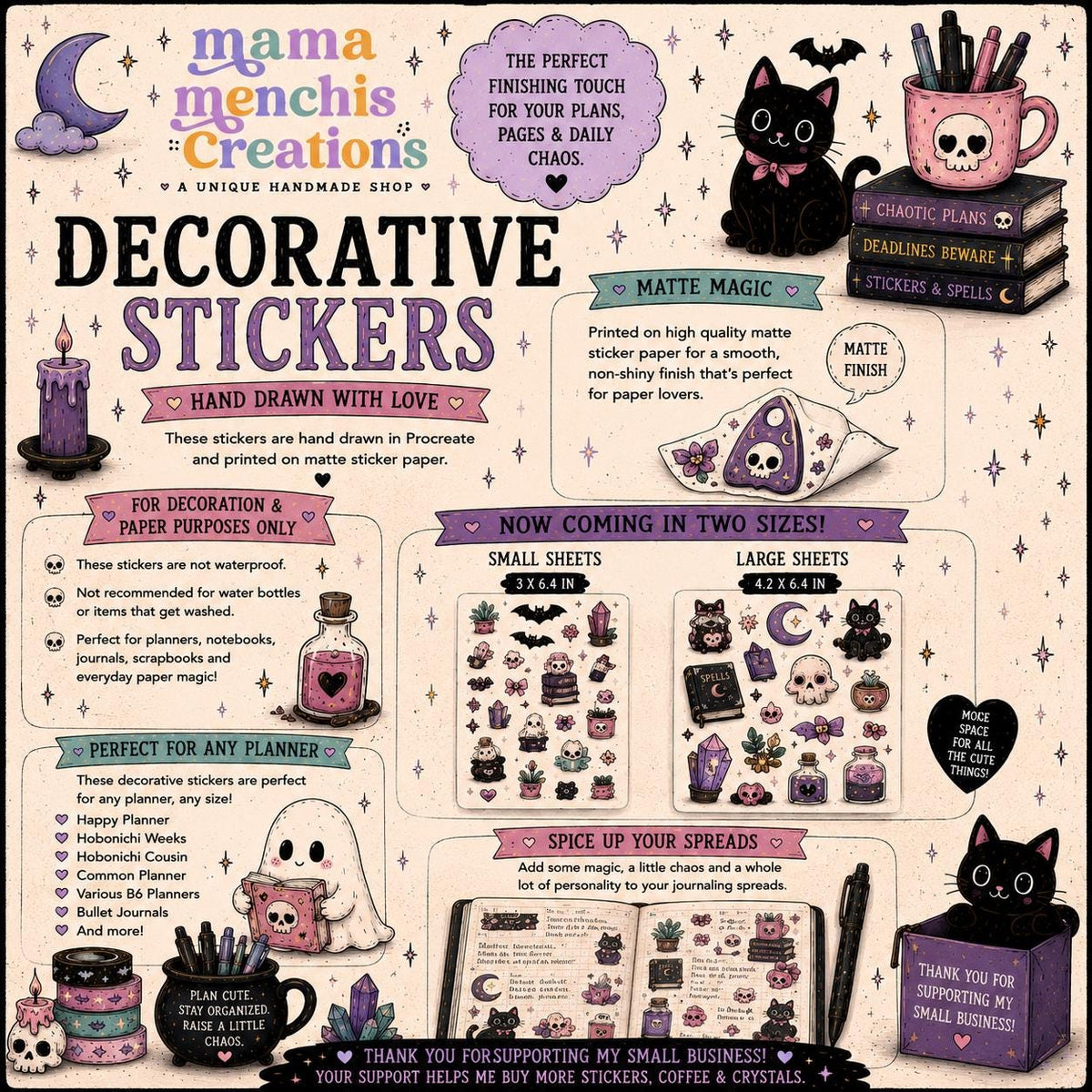 Fruit Cats Cats in Fruits Matte Bujo Journal Planner deco Sticker Sheet