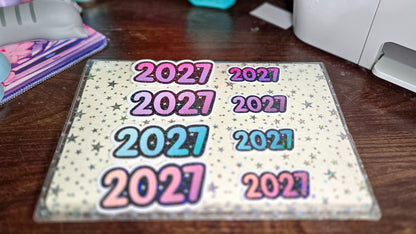 2027 Glossy Glittery Die Cut Bujo Journal Planner Laptop Sticker