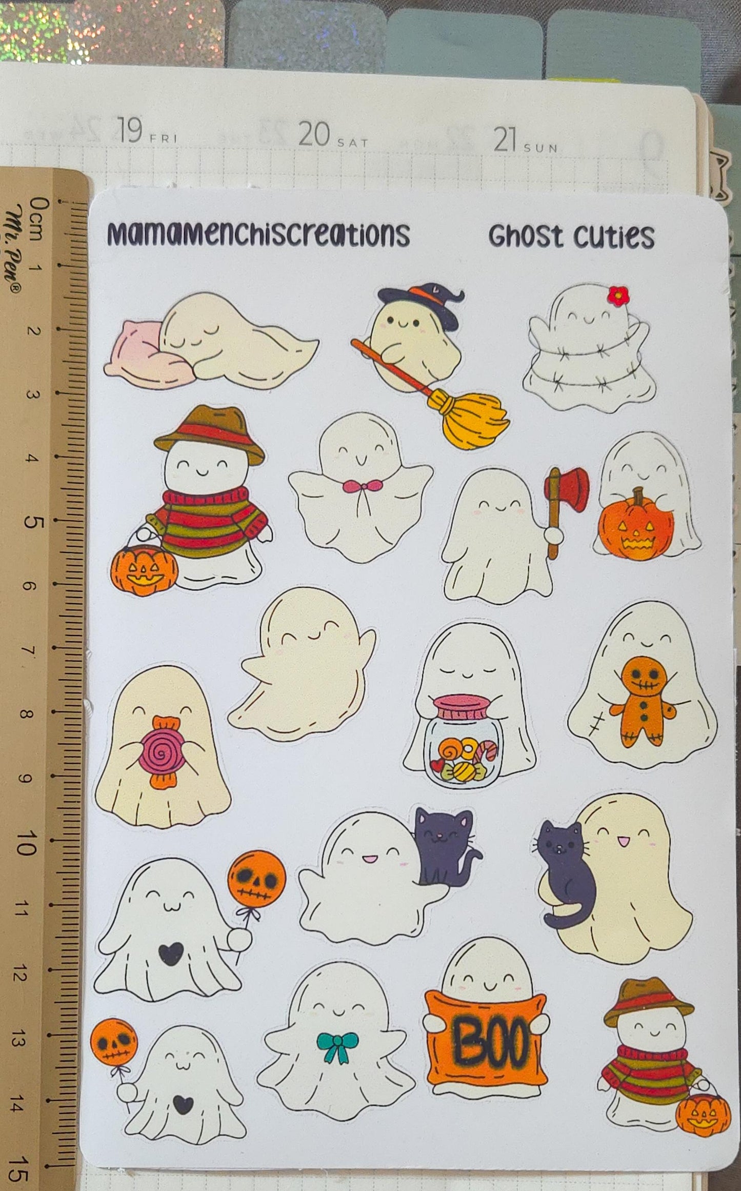 Cute Ghost Matte Sticker Sheet - Bujo Planner Stickers