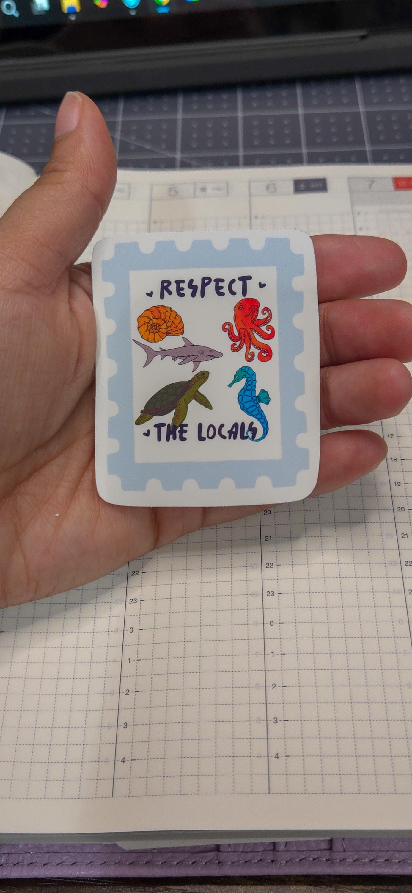 Respect the Locals Sea Animals Glossy Die Cut Bujo Journal Planner Sticker