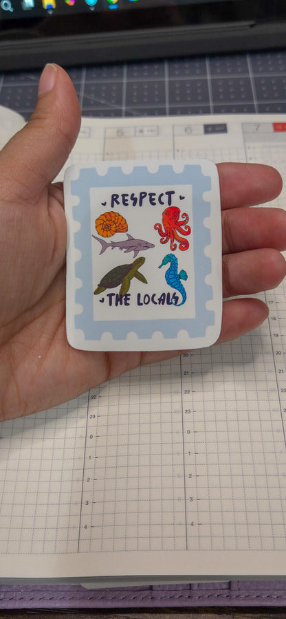 Respect the Locals Sea Animals Glossy Die Cut Bujo Journal Planner Sticker