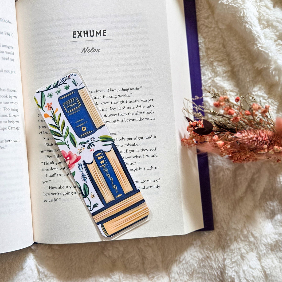 Bookstack Floral Handmade Laminated Bookmark