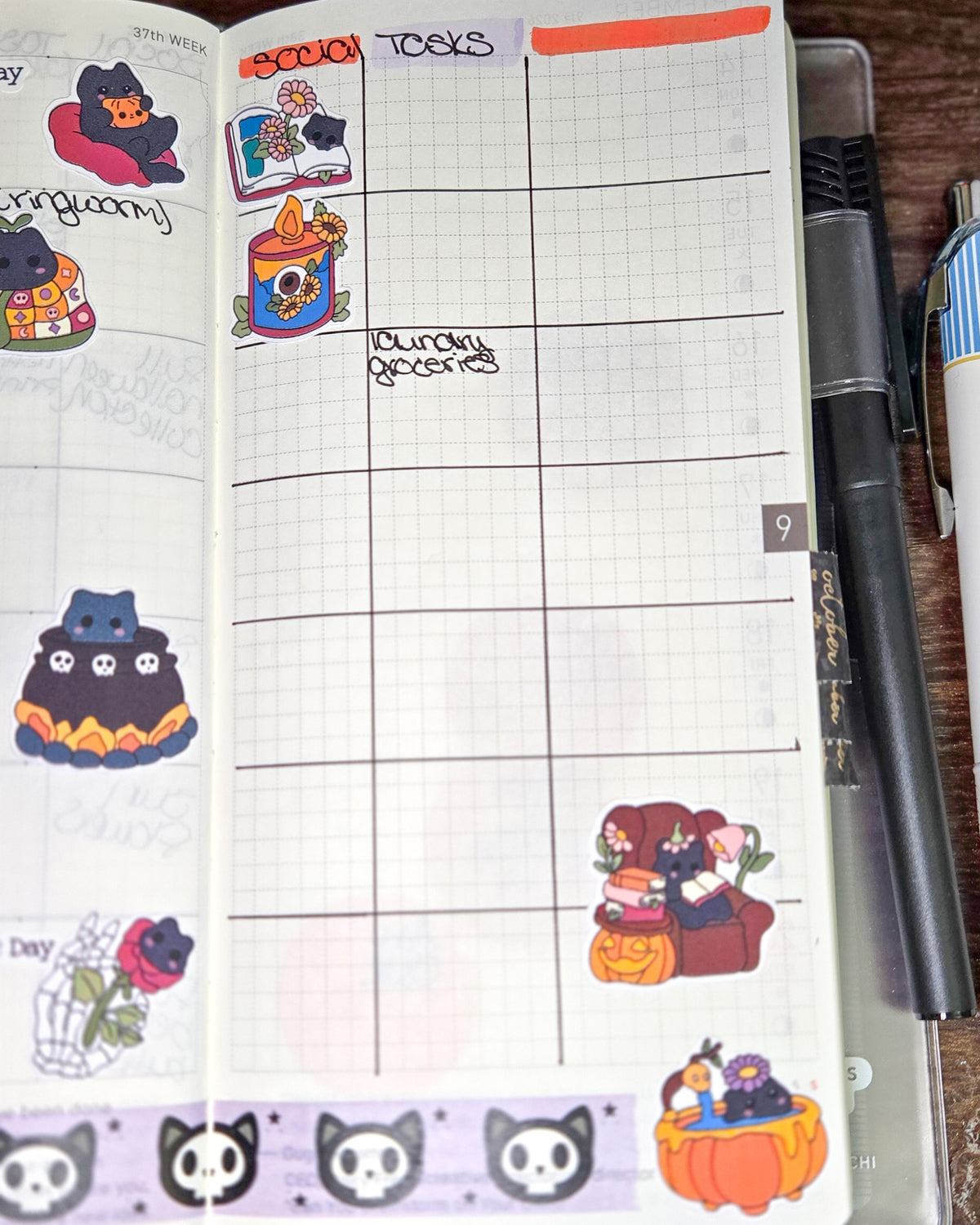 Cozy Girlie Cats and Ghosts Matte Bujo Journal Planner deco Sticker Sheet