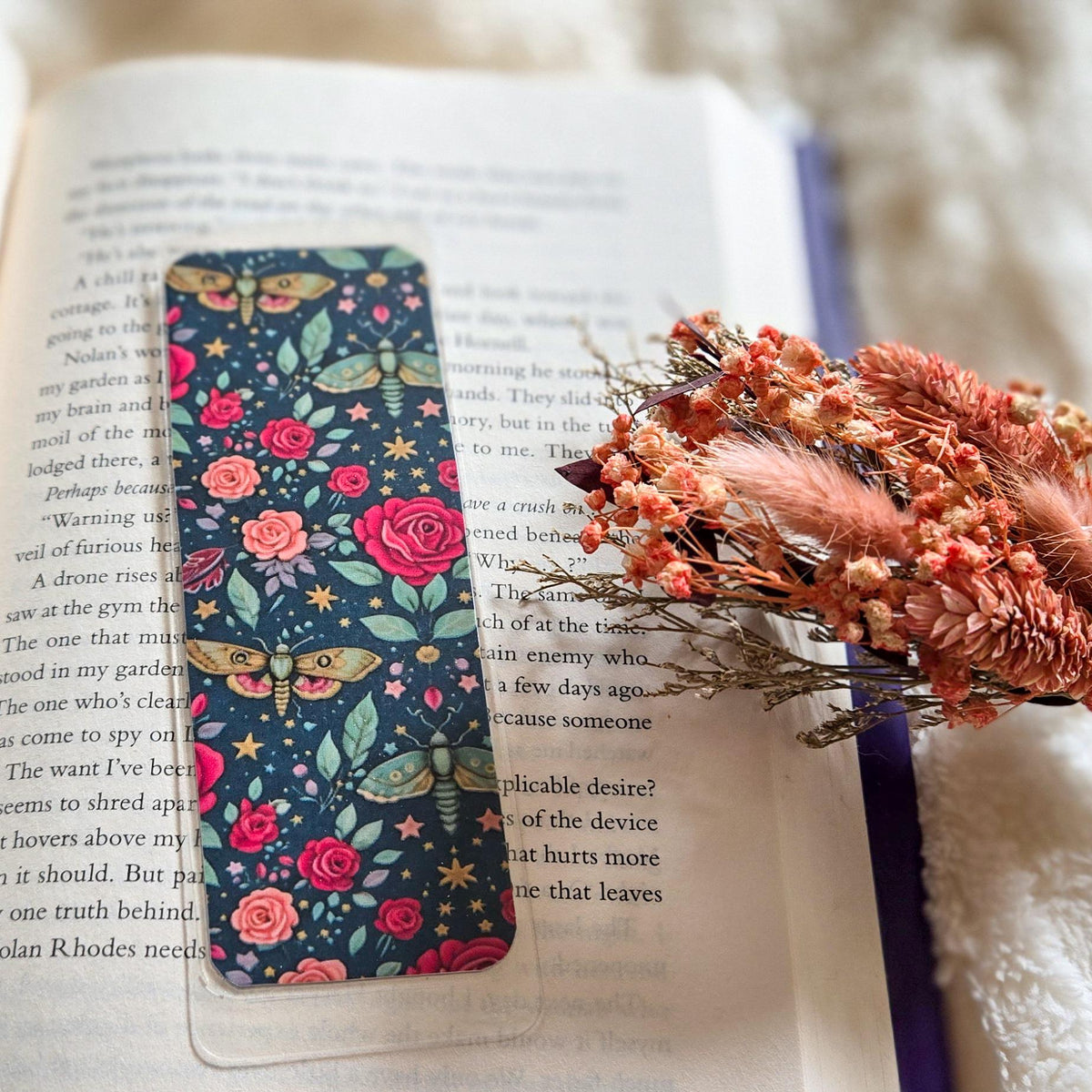 Dark Vibes Floral Handmade Laminated Bookmark