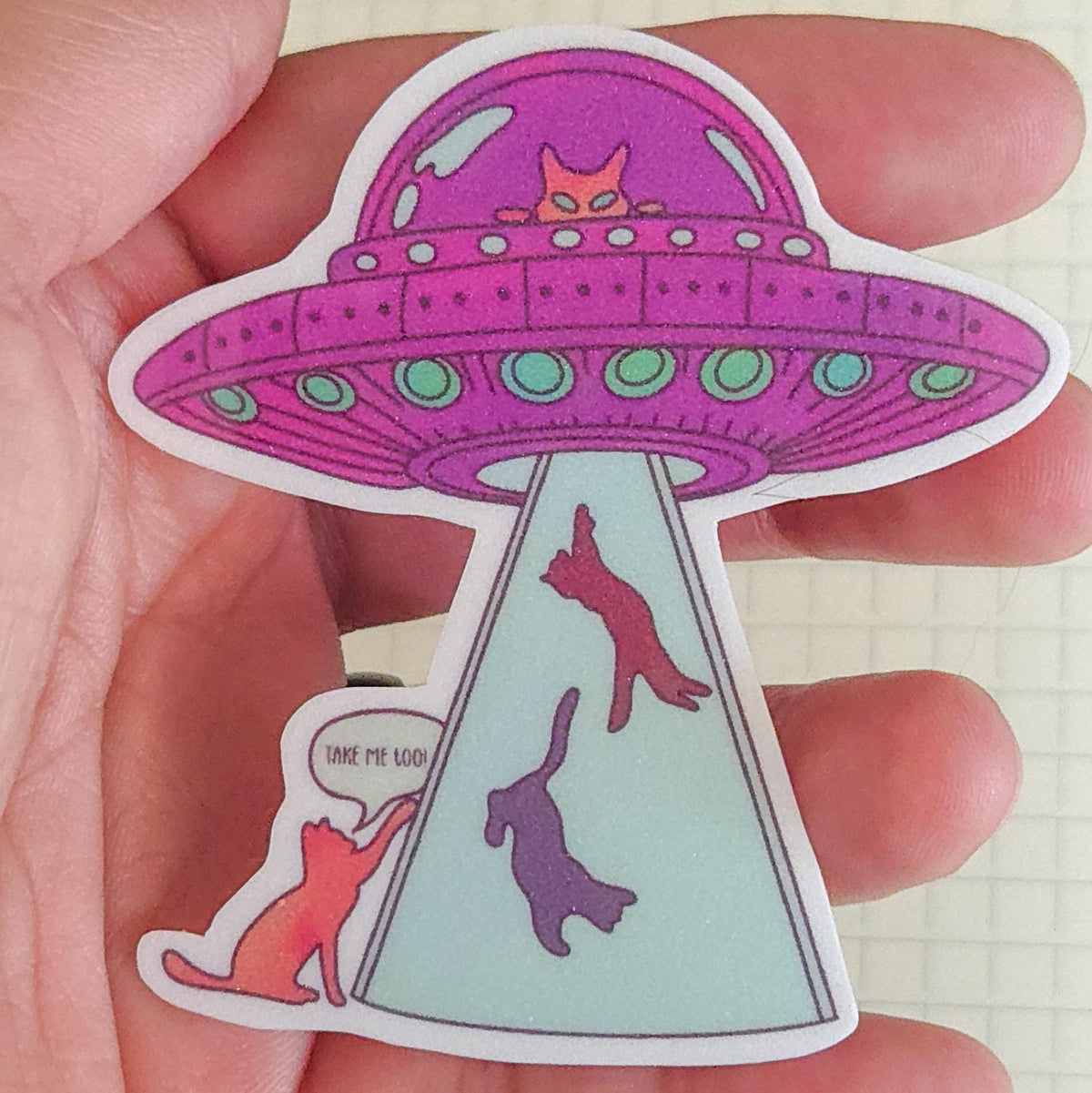 Alien Cat Cat Lovers Outer Space Die Cut Bujo Journal Planner Laptop Sticker