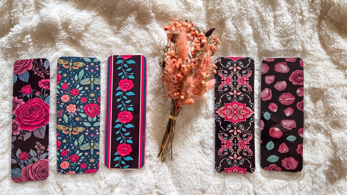 Dark Vibes Floral Handmade Laminated Bookmark
