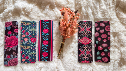 Dark Vibes Floral Handmade Laminated Bookmark