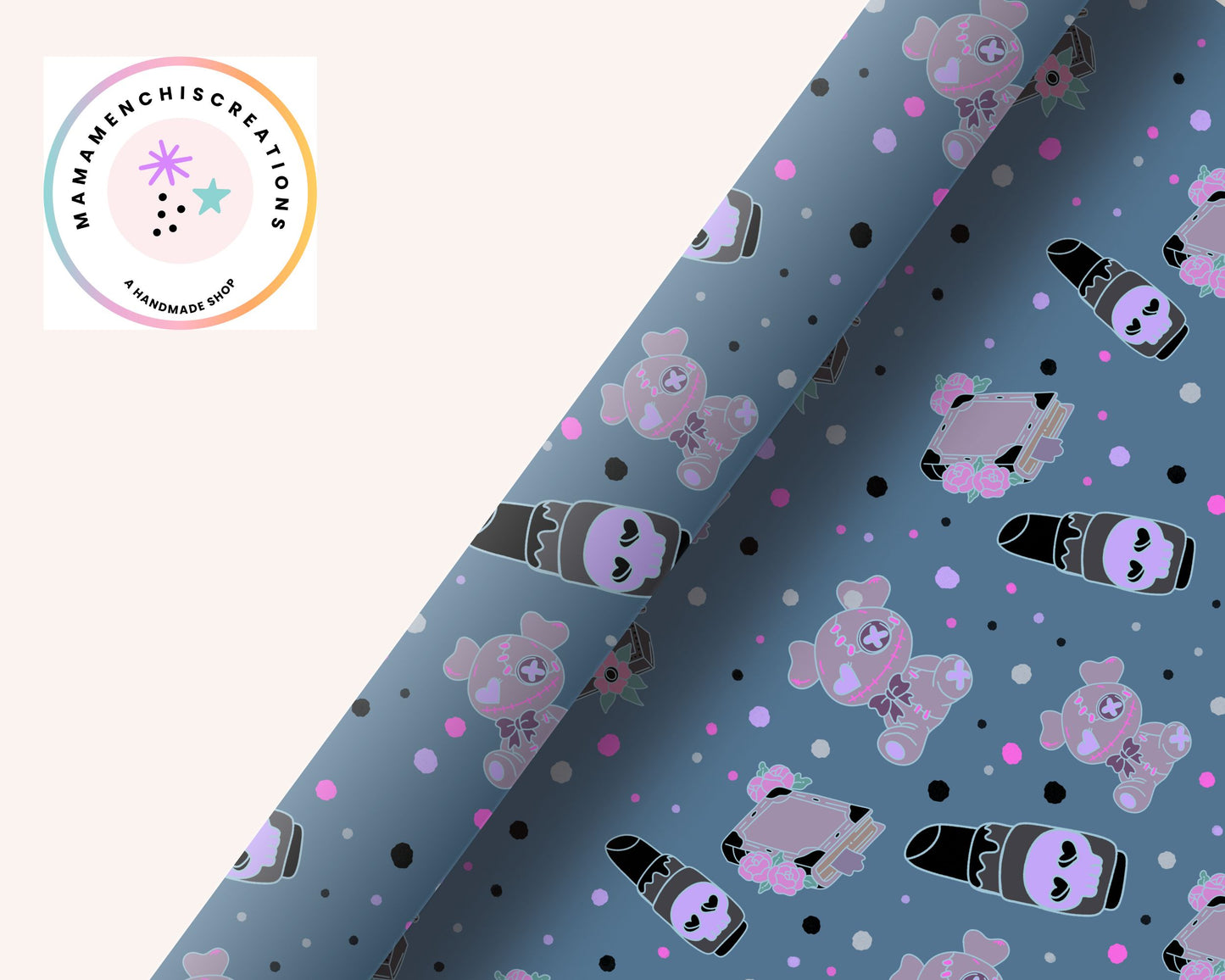 Spooky Goth 12x12 Repeating Pattern Digital Paper sublimation DTF Hand Drawn PNG Digital Download