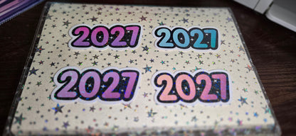2027 Glossy Glittery Die Cut Bujo Journal Planner Laptop Sticker
