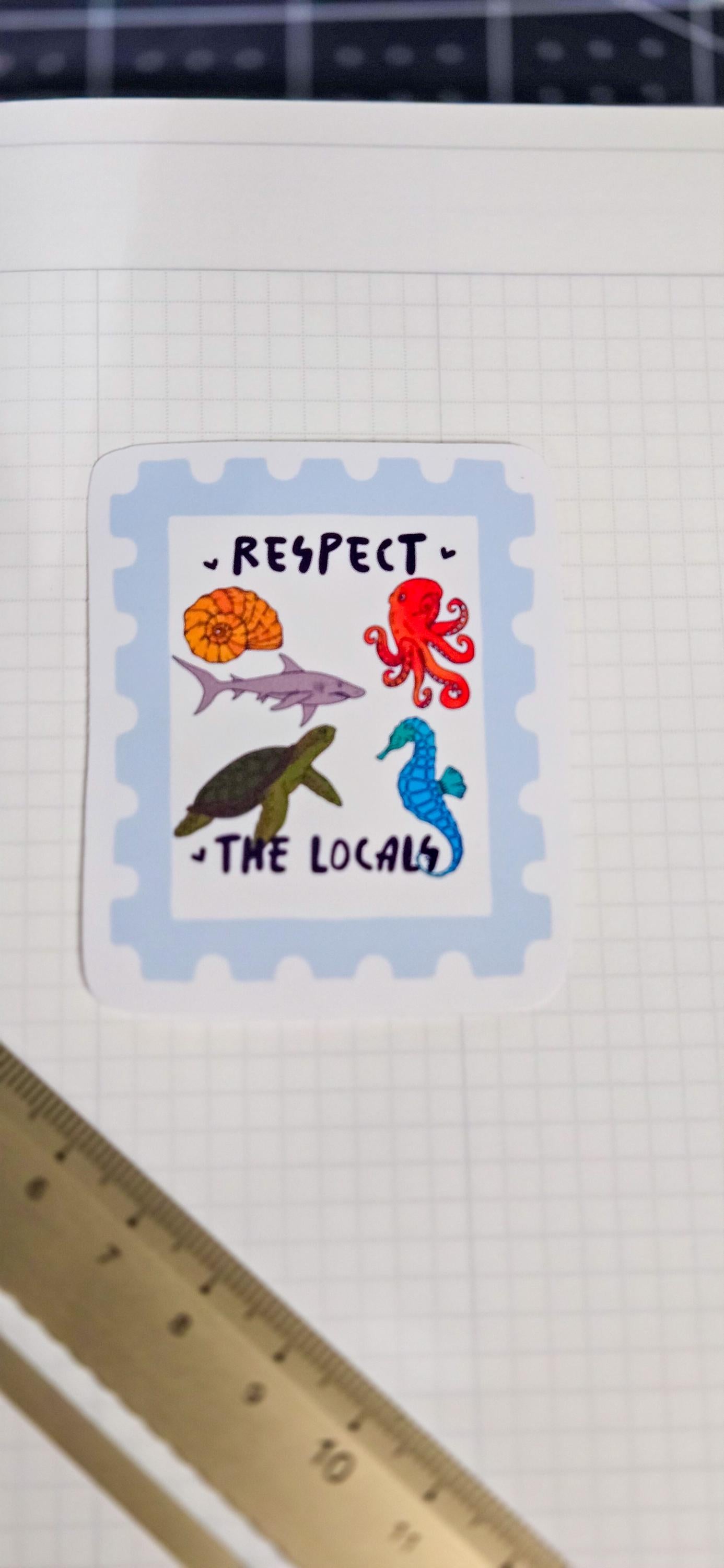 Respect the Locals Sea Animals Glossy Die Cut Bujo Journal Planner Sticker