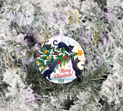 2026 Cats in Christmas Tree Christmas Ornament