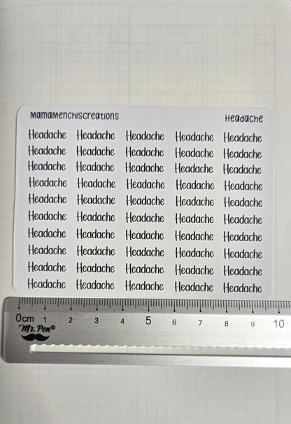 Migraine/ Headache Bujo Journal Planner deco Sticker Sheet