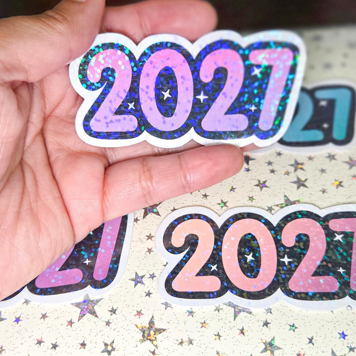2027 Glossy Glittery Die Cut Bujo Journal Planner Laptop Sticker
