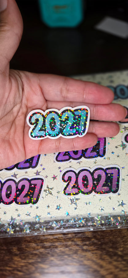 2027 Glossy Glittery Die Cut Bujo Journal Planner Laptop Sticker