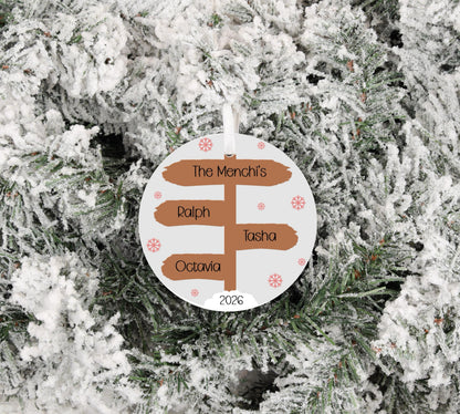Personalized Family Name 2026 christmas ornament