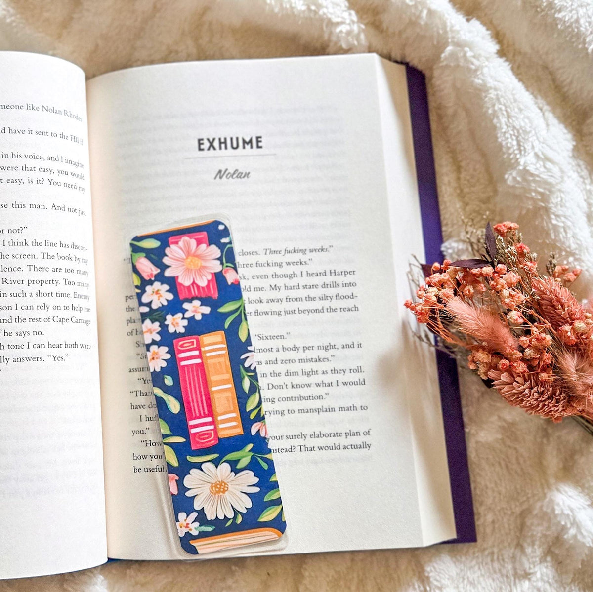 Bookstack Floral Handmade Laminated Bookmark