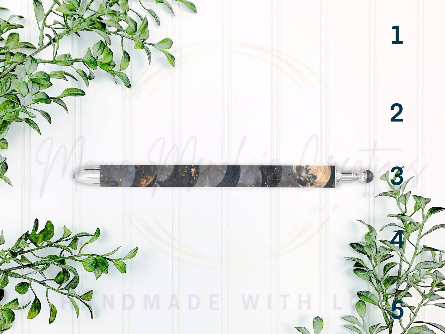 Celestial Moon Phase Refillable Retractable Gel Pen