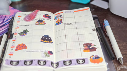Cozy Girlie Cats and Ghosts Matte Bujo Journal Planner deco Sticker Sheet