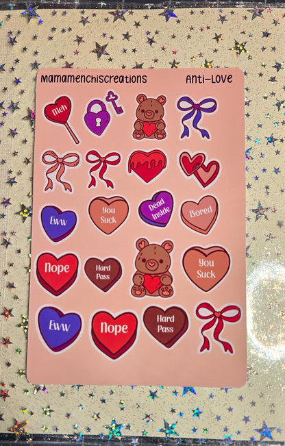 Anti- Valentine's Day Bujo Journal Planner deco Sticker Sheet