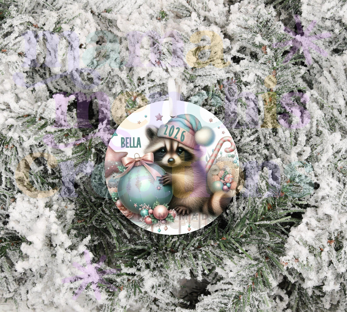 Christmas Raccoon Personalized 2026 Sublimation Ornament