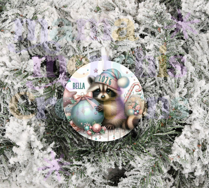 Christmas Raccoon Personalized 2026 Sublimation Ornament