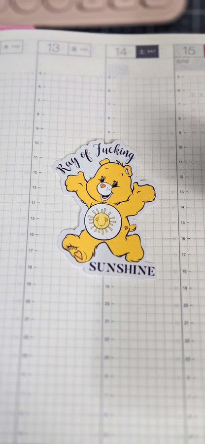 Swear Bears Ray of Sunshine Glossy Die Cut Bujo Journal Planner Sticker