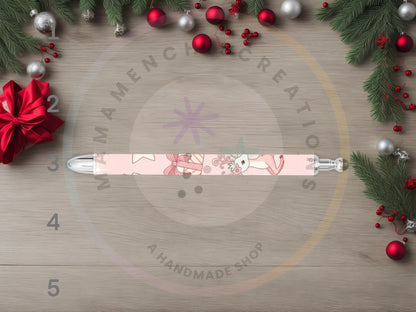 Pastel Pink Christmas Refillable Gel Pen