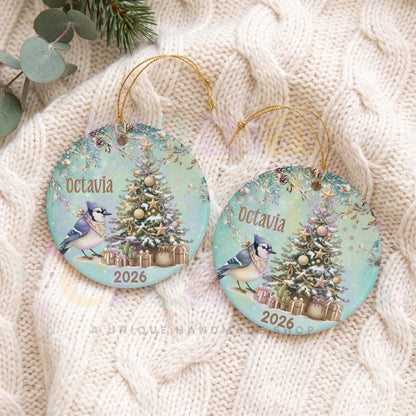 Personalized Blue Jay 2026 Christmas Ornament