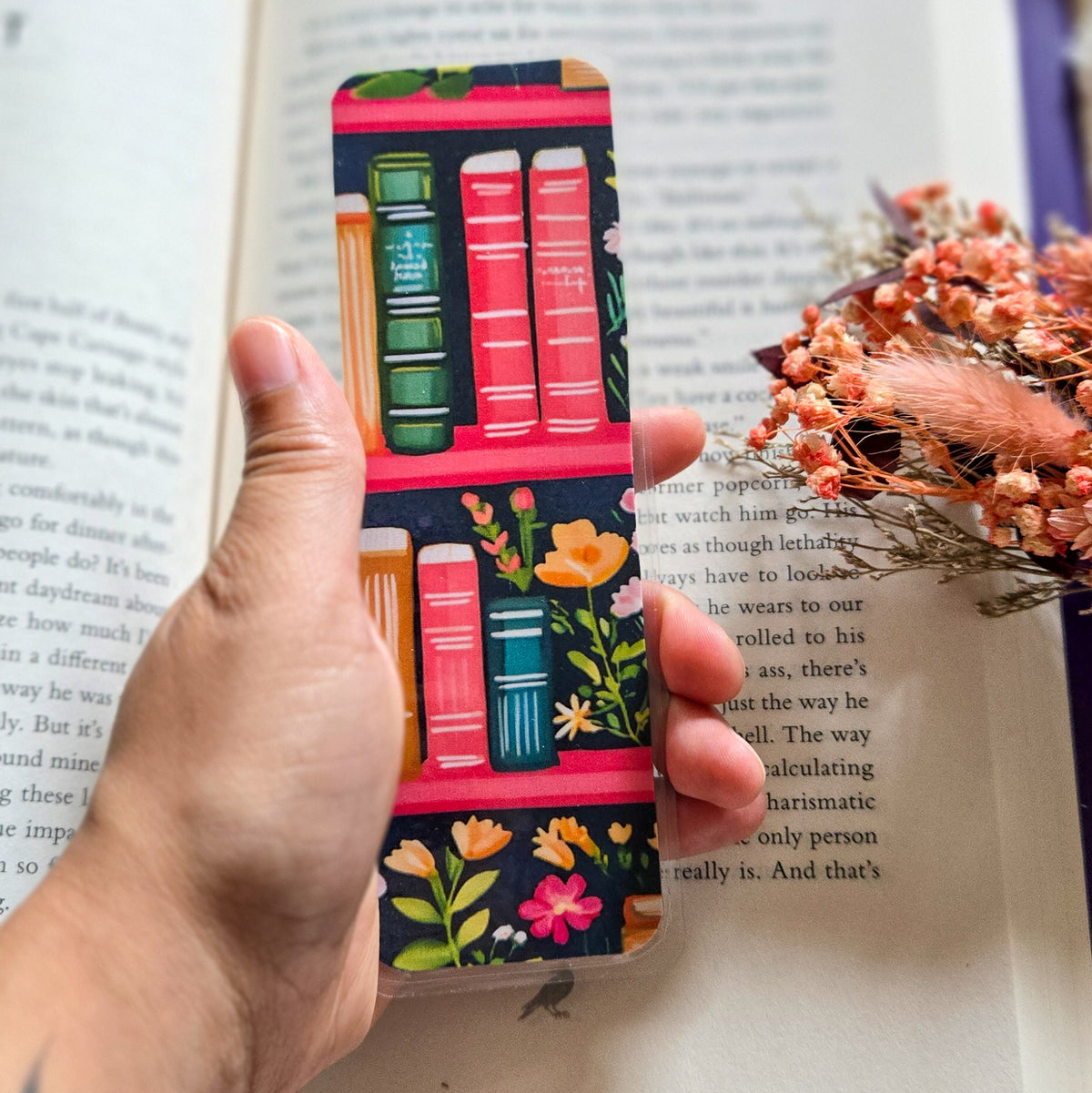 Bookstack Floral Handmade Laminated Bookmark