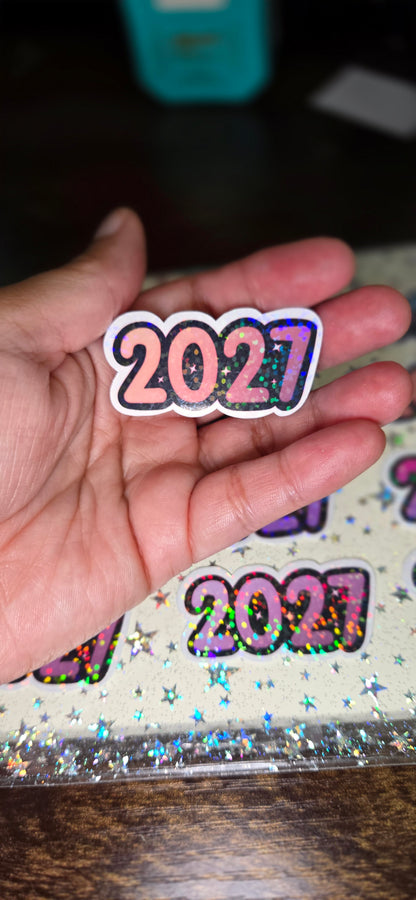 2027 Glossy Glittery Die Cut Bujo Journal Planner Laptop Sticker