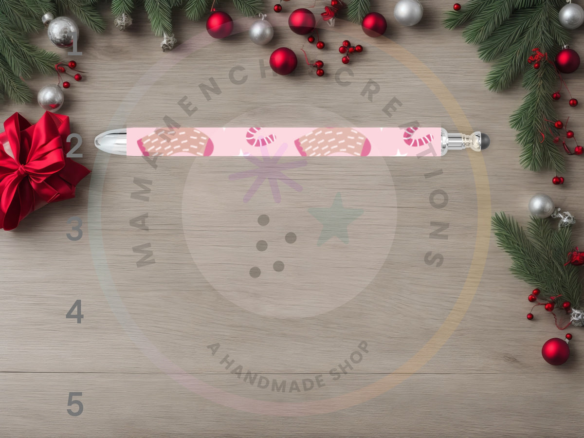 Girly Pink Christmas Trees Refillable Gel Pen