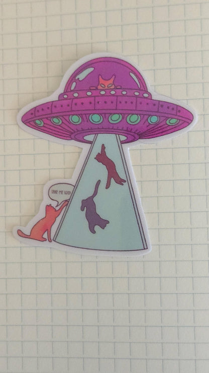 Alien Cat Cat Lovers Outer Space Die Cut Bujo Journal Planner Laptop Sticker
