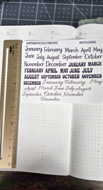 Month Of the Year Blackout Rainbow Bujo Journal Planner deco Sticker Sheet
