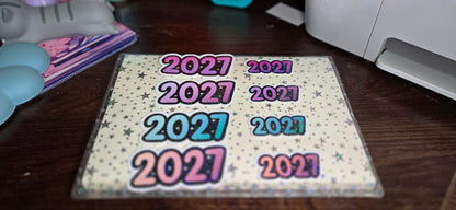 2027 Glossy Glittery Die Cut Bujo Journal Planner Laptop Sticker