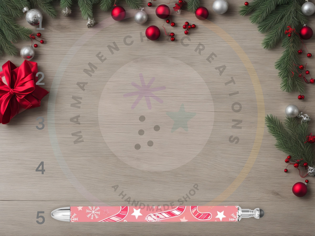 Pastel Pink Christmas Refillable Gel Pen