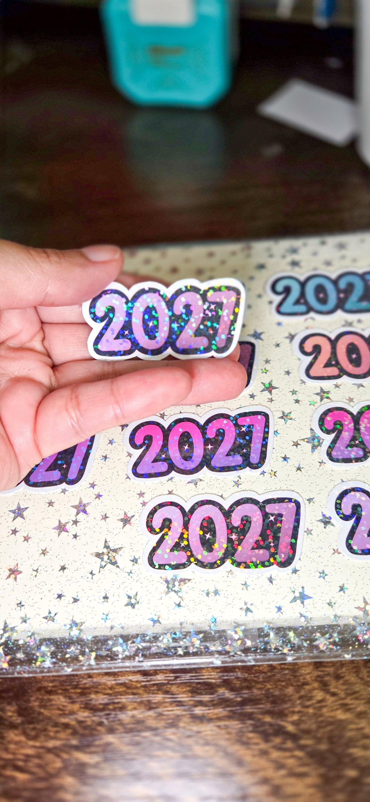2027 Glossy Glittery Die Cut Bujo Journal Planner Laptop Sticker