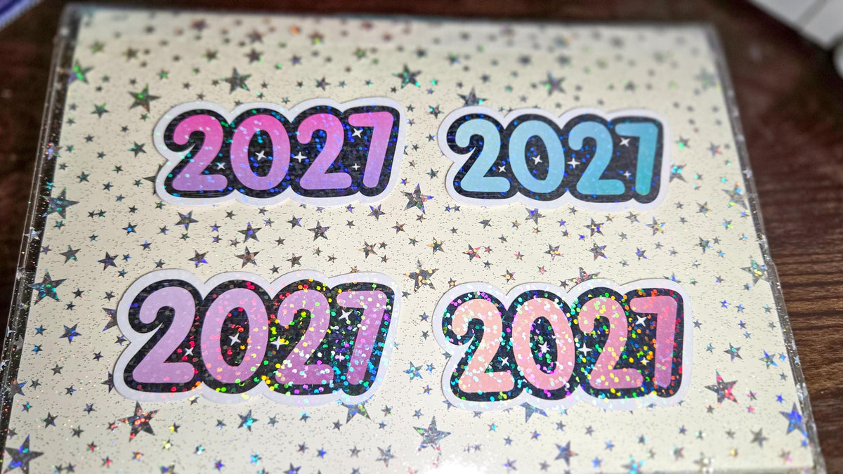 2027 Glossy Glittery Die Cut Bujo Journal Planner Laptop Sticker