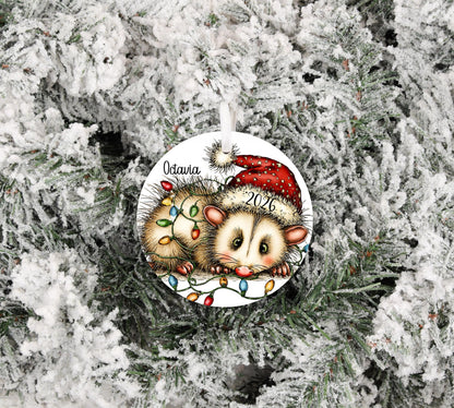 Personalized 2026 Tuxedo Cat Possum Christmas Sublimation Ornament Holiday Possum