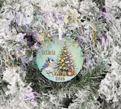 Personalized Blue Jay 2026 Christmas Ornament