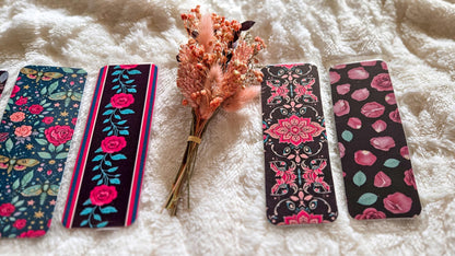 Dark Vibes Floral Handmade Laminated Bookmark