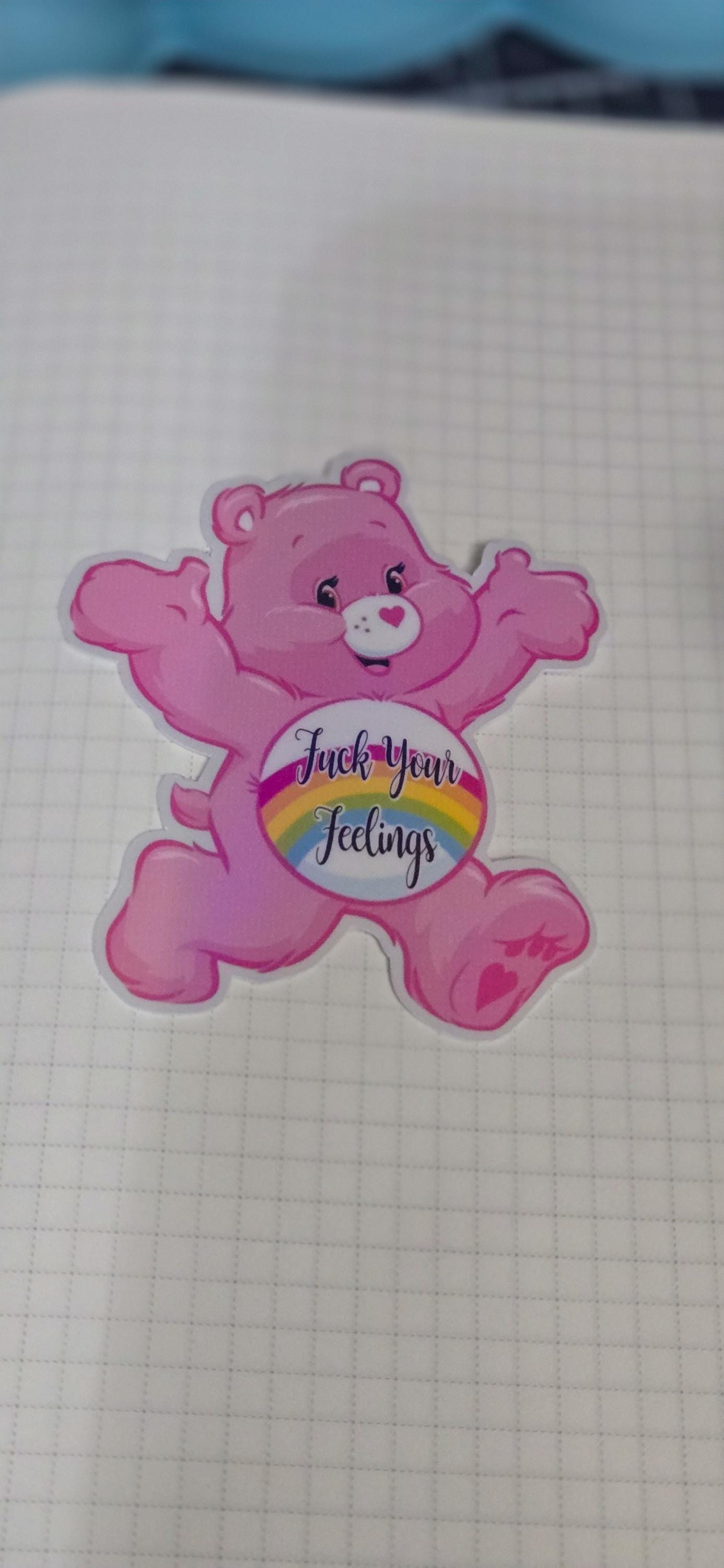 Pink Swear Bear F*ck Your Feelings Holographic Die Cut Bujo Journal Planner Sticker