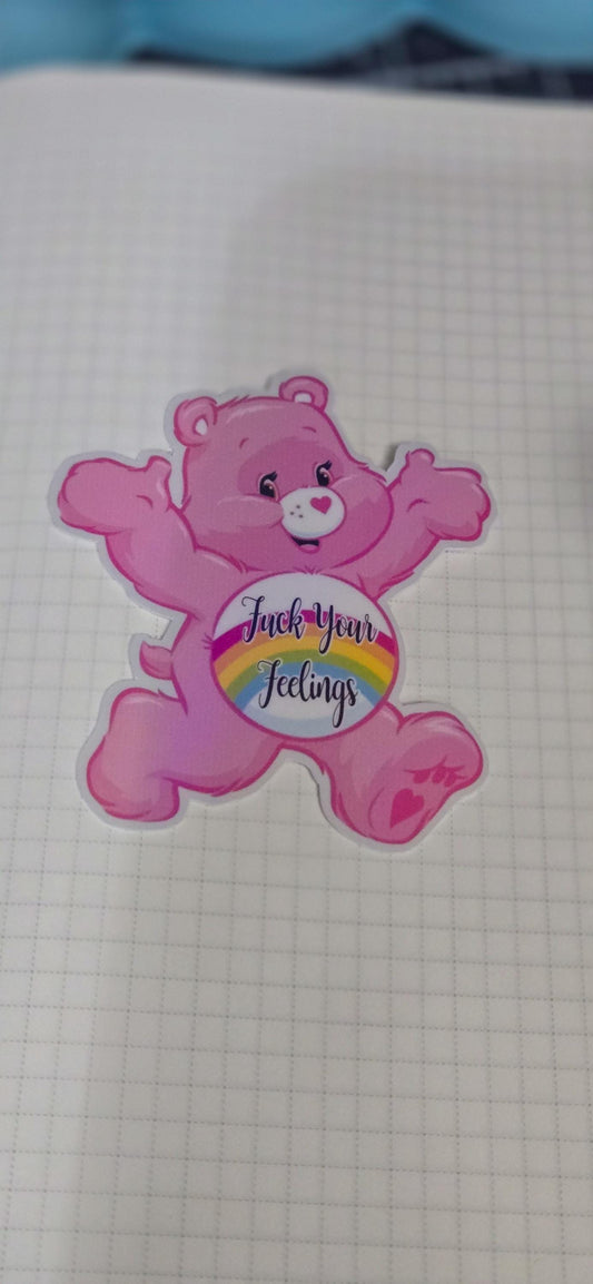 Pink Swear Bear F*ck Your Feelings Holographic Die Cut Bujo Journal Planner Sticker