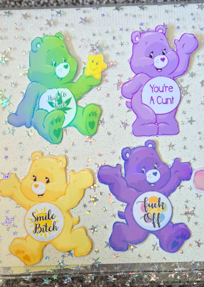 Swear Bears Themed Glossy and Holographic Sticker Flakes Bujo Journal Planner Laptop Sticker
