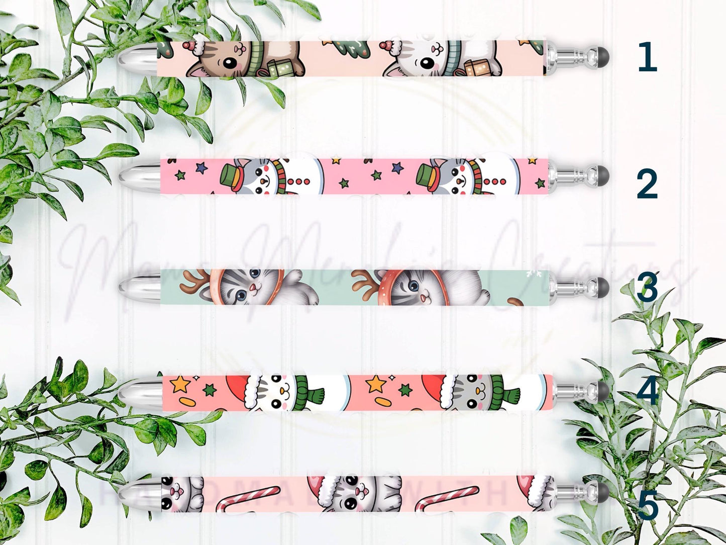 Cute Christmas Cats Pattern Refillable Retractable Gel Pen