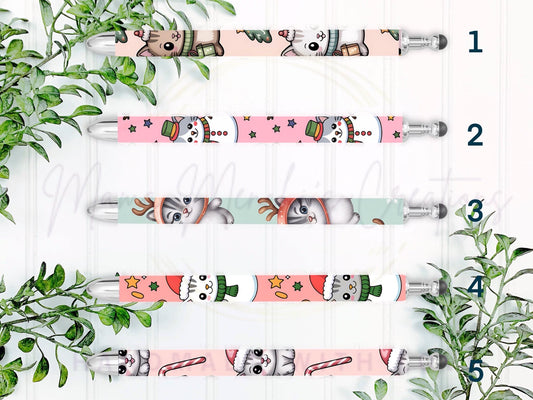 Cute Christmas Cats Pattern Refillable Retractable Gel Pen