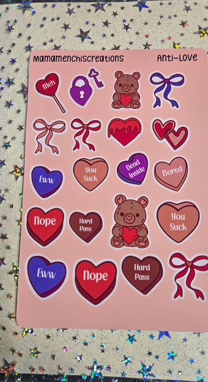 Anti- Valentine's Day Bujo Journal Planner deco Sticker Sheet