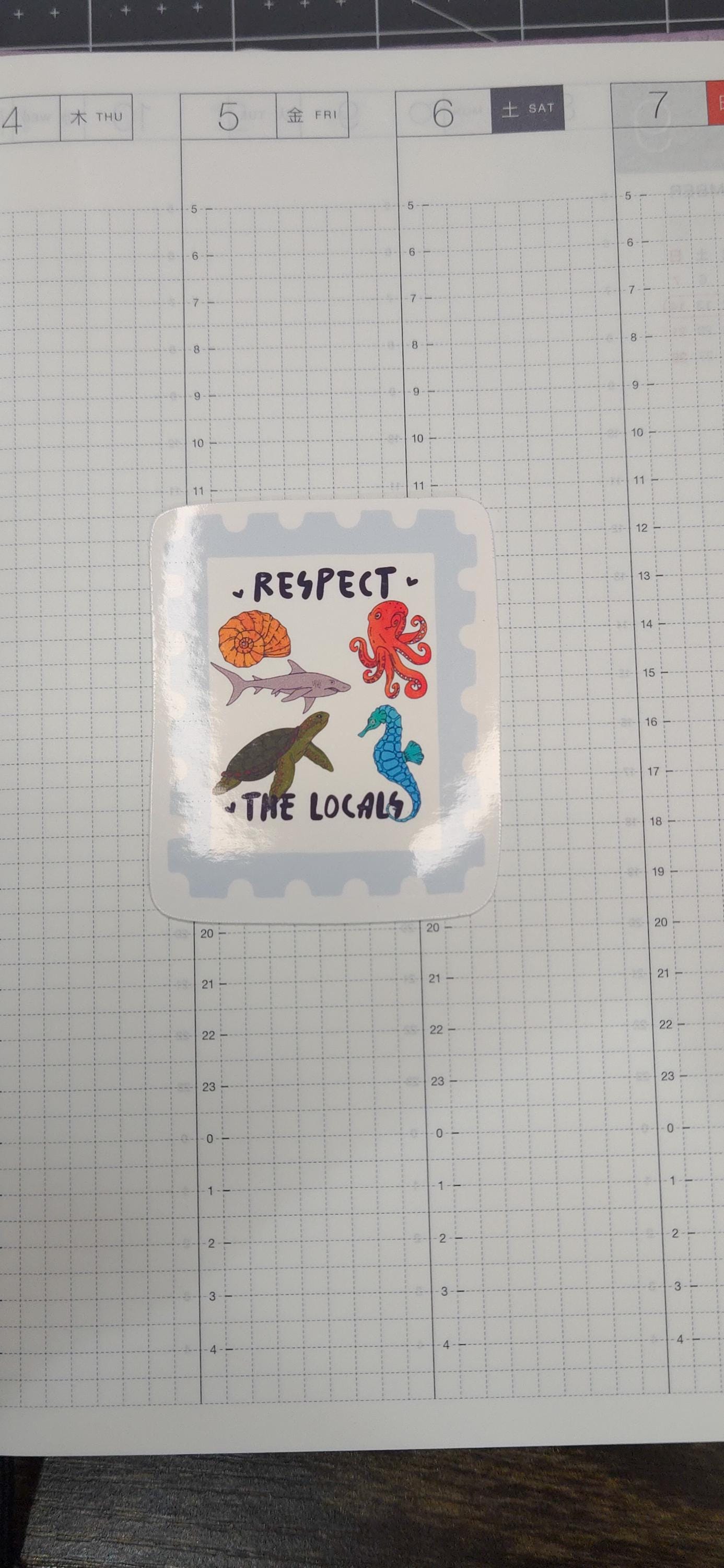 Respect the Locals Sea Animals Glossy Die Cut Bujo Journal Planner Sticker