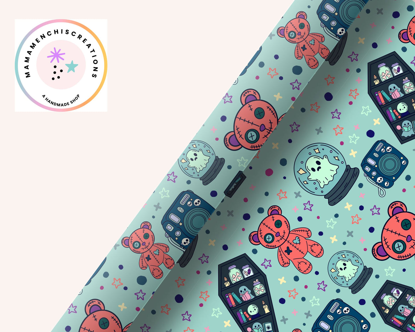 Bookish Ghosts 12x12 Repeating Pattern Digital Paper sublimation DTF Hand Drawn PNG Digital Download