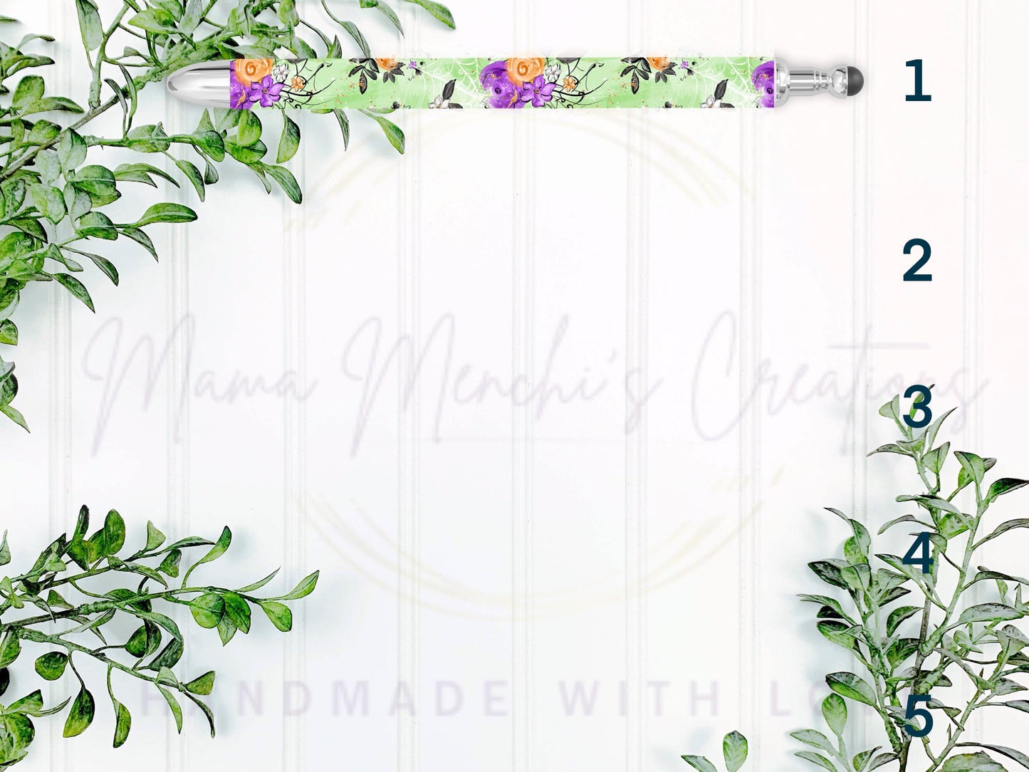 Pastel Floral and Skull Themed Spooky Halloween Refillable Gel Pen