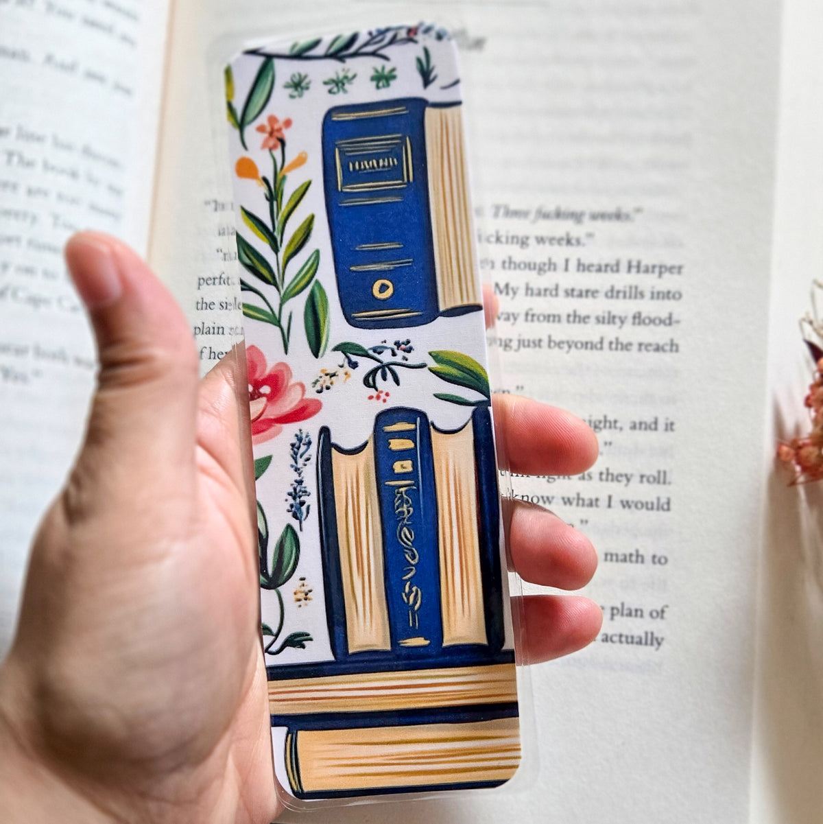 Bookstack Floral Handmade Laminated Bookmark
